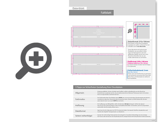Product Bild faltblatt__gefalzt_auf_din_a6__6-seiter_(2-bruch_fensterfalz)__beidseitig_bedruckt_(4_4_farbig_+_1_sonderfarbe_hks)